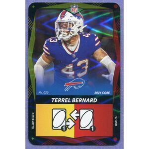 2024 Uno Elite Football Card Dual Color Yellow/Red #20 Terrel Bernard